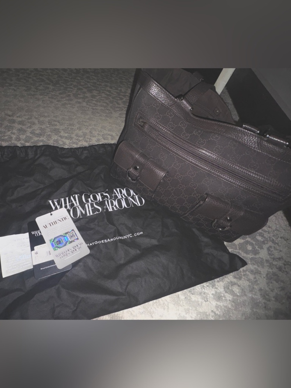 Gucci Chocolate Brown GG Cargo Shoulder Tote Bag - With authentication / dustbag